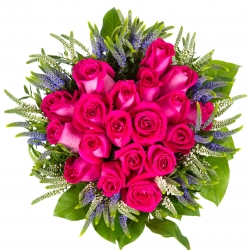 Top view of bouquet of red roses